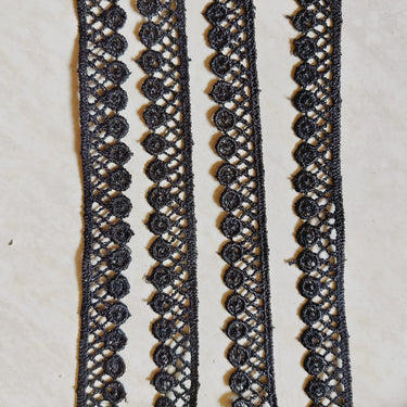 Black Thread Trim, Cotton Lace Trim, Circle Wheel Trim